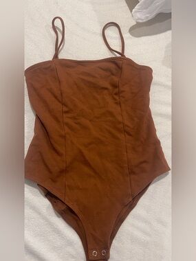 Forever 21 Brown Spaghetti-Strap Bodysuit
